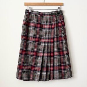 Vintage The Villager Plaid Pleated Wool Skirt Size 2 (12) Preppy Academia USA